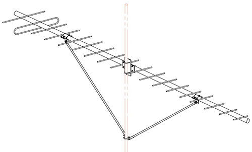 2-way compression strut kit Y200/ Y300 series Yagi, horizontal, support from underneath – incl. mounting